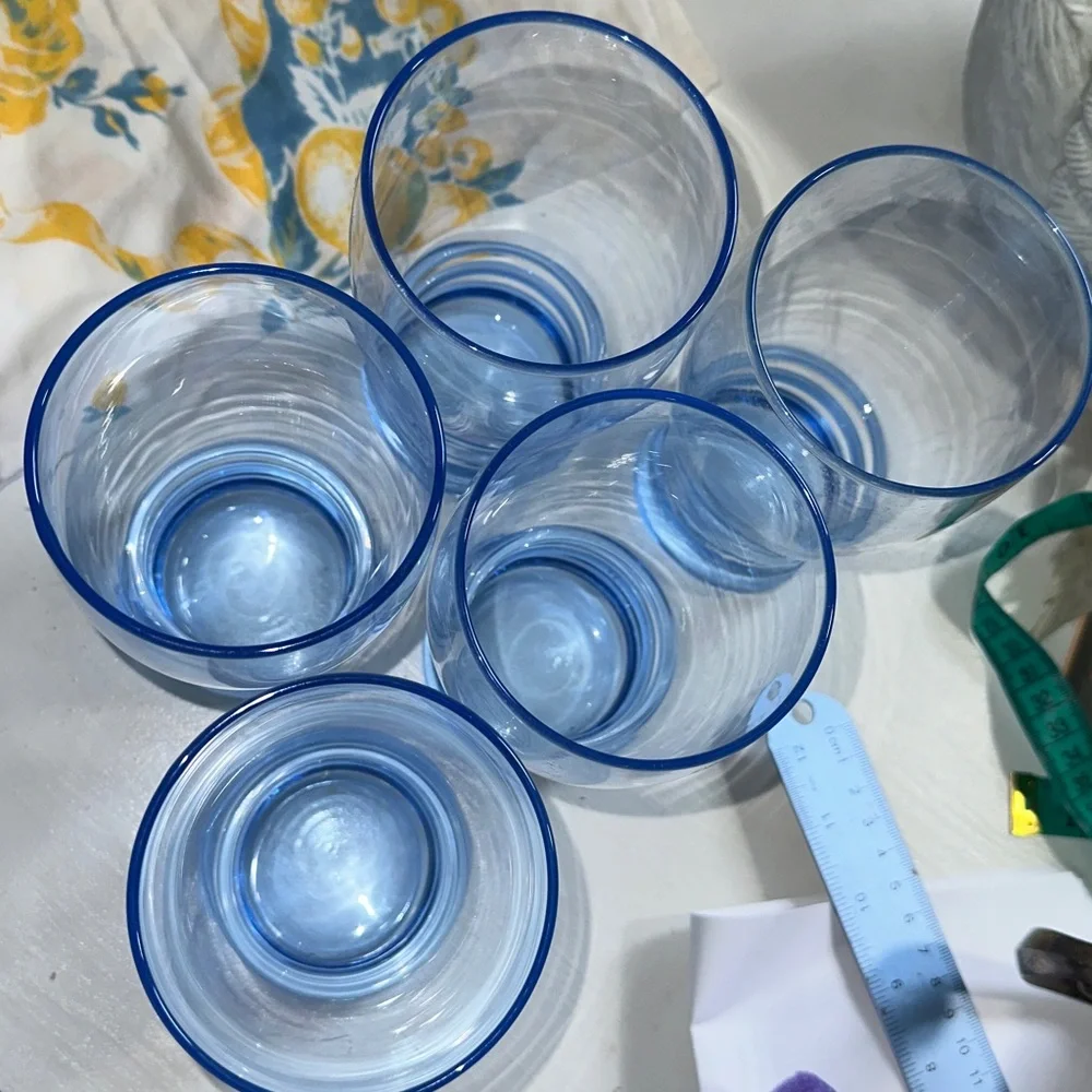 Libby mid century water goblets “Misty Blue Bangles 16 oz (set of 5)